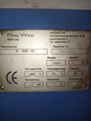 Резьбонакатной станок PEE-WEE тип 3 UPW 12. Производитель: ГЕРМАНИЯ