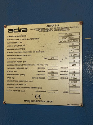 Adira Prima Power P-1330 листогибочный пресс с чпу