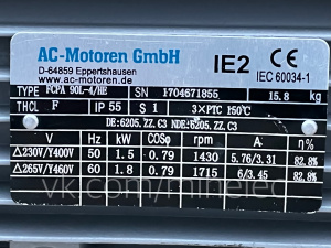 Электродвигатель AC-Motoren GmbH, тип FCPA 90L-4/HE, 1.5 кВт, 1430 об/мин (1,5квт 1500 оборотов в минуту)