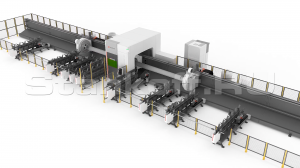 Оптоволоконный лазерный труборез с полуавтоматической системой погрузки и разгрузки труб TP1212-450/6000 Raycus 5 axis