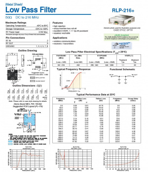 Фильтр нижних частот RLP-216+ Mini-Circuits