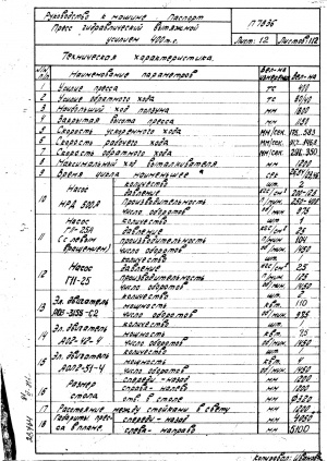 Паспорт пресса П7836 гидравлического вытяжного 400 тс (ход 1800 мм)