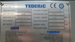 Термопластавтомат Tederic D600