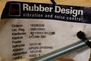 Антивибрационная опора амортизатор Rubber Design UP0251S100A60