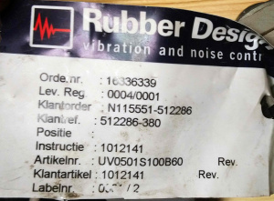 Антивибрационная опора амортизатор Rubber Design UV0501S100B60