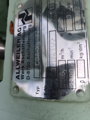Нефтяной насос ALLWEILER CGA-Xg 32-200 с хранения