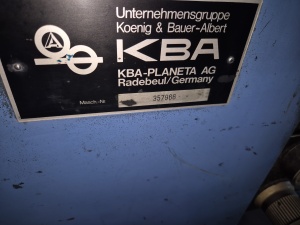Офсетная печатная машина KBA Rapida 104, 1995(?) г в, 281 млн отт, А1 формат, 4 краски, переворотная(на перевороте не работают)