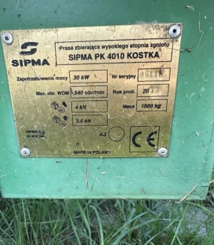 Пресс подборщик тюковый «Sipma PK 4010 Kostka»
