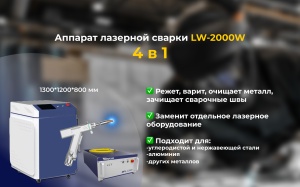 Аппарат лазерной сварки, резки и очистки 4 в 1 | 2 кВт |