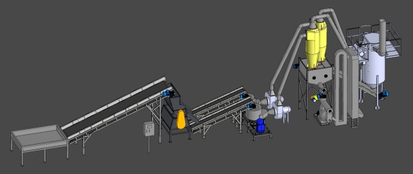 Линия переработки бумаги, отходов производства гигиенических пакетов, памперсов в целлюлозу