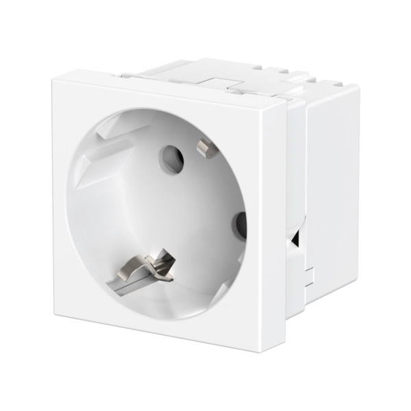 Розетка встраиваемая CADUCEUS ALING HIDE, с заземлением, без шторок, 16А, 250В~, с расположением разъёма 45°