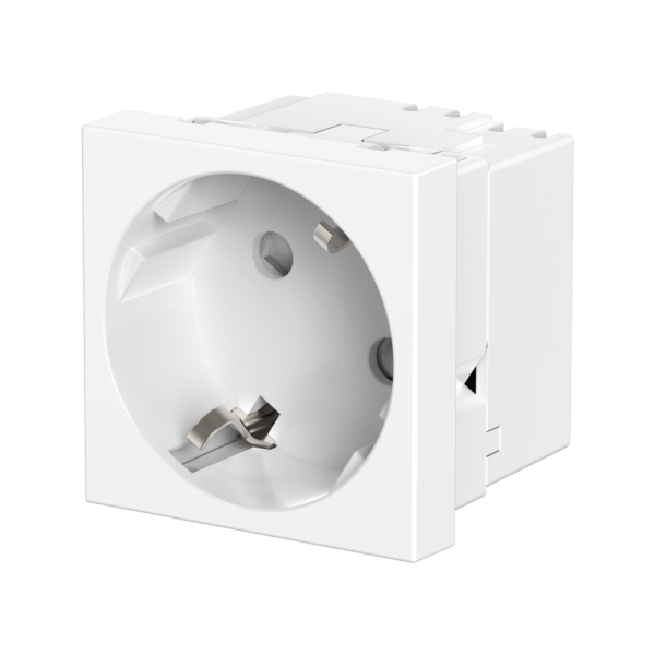 Розетка CADUCEUS ALING HIDE, встраиваемая, с заземлением, со шторками, 16А, 250В~, с расположением разъёма 45°