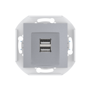 Розетка скрытой установки CADUCEUS ALING PRESTIGE двойная, USB, тип А, для зарядки устройств, 2,1А, 5В=, 250В~, механизм