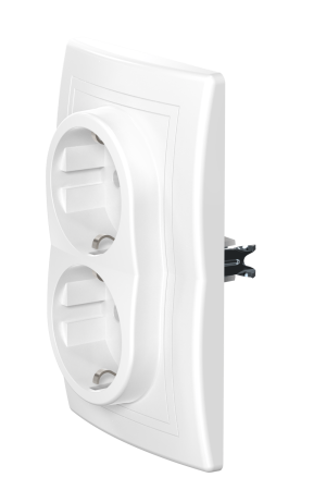 Розетка скрытой установки CADUCEUS ALING PRESTIGE, двойная, с заземлением, без шторок, с пластиковым основанием, 16А, 250В~