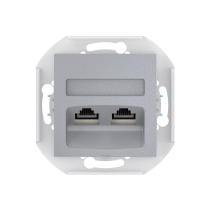 Розетка скрытой установки CADUCEUS ALING PRESTIGE двойная, компьютерная с модулями Keystone RJ45 8P8C, cat.5e, UTP, механизм