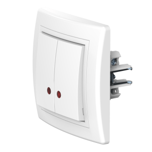 Выключатель скрытой установки CADUCEUS ALING PRESTIGE двухклавишный, с индикацией, 10АХ, 250В~