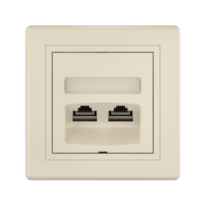 Розетка скрытой установки CADUCEUS ALING PRESTIGE двойная, компьютерная с модулями Keystone RJ45 8P8C, cat.5e, FTP