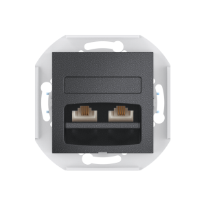 Розетка скрытой установки CADUCEUS ALING PRESTIGE с модулями Keystone 2хRJ12 6P4C, двойная телефонная, механизм