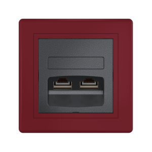 Розетка скрытой установки CADUCEUS ALING PRESTIGE двойная, компьютерная с модулями Keystone RJ45 8P8C, cat.5e, FTP