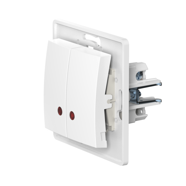 Выключатель скрытой установки CADUCEUS ALING PRESTIGE двухклавишный, с индикацией, 10АХ, 250В~, механизм