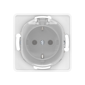 Механизм розетки скрытой установки CADUCEUS ALING EON с заземлением, без шторок, с крышкой, с пластиковым основанием, 16А, 250В~