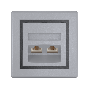 Розетка скрытой установки CADUCEUS ALING PRESTIGE с модулями Keystone 2хRJ12 6P4C, двойная, телефонная