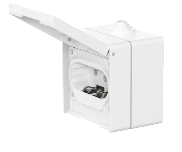 Розетка электрическая CADUCEUS ALING OG для открытой проводки, без шторок, с крышкой, 16А, 440В~