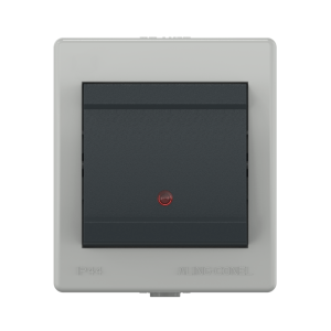 Выключатель одноклавишный CADUCEUS ALING POWER, проходной, для открытой проводки, с индикацией, 10АХ, 250В~