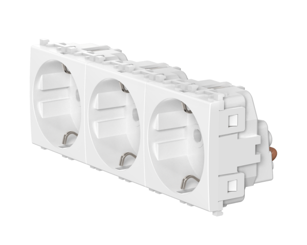 Розетка CADUCEUS ALING EXPERIENCE электрическая, трехместная, модульная, для скрытой проводки, механизм, 16А, 250 В~