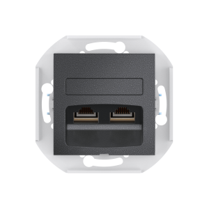 Розетка скрытой установки CADUCEUS ALING PRESTIGE двойная, компьютерная с модулями Keystone RJ45 8P8C, cat.5e, FTP, механизм