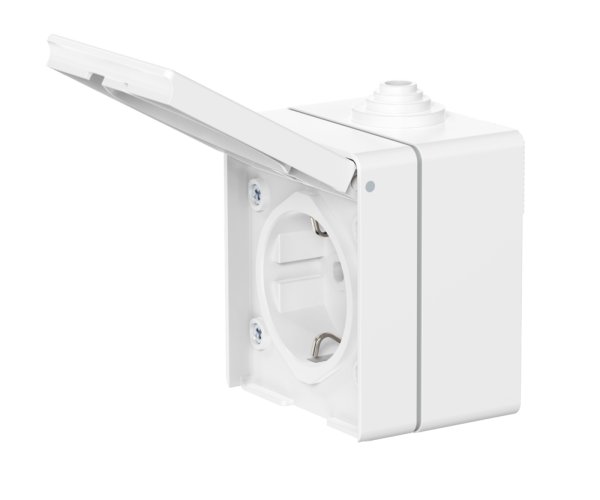 Розетка электрическая CADUCEUS ALING OG для открытой проводки, без шторок, с крышкой, 16А, 250В~