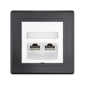 Розетка скрытой установки CADUCEUS ALING PRESTIGE двойная, компьютерная с модулями Keystone RJ45 8P8C, cat.5e, UTP