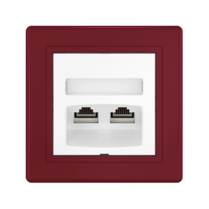 Розетка скрытой установки CADUCEUS ALING PRESTIGE двойная компьютерная с модулями Keystone RJ45 8P8C cat.6, UTP