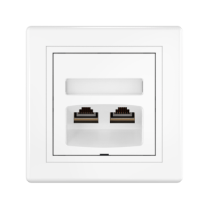 Розетка скрытой установки CADUCEUS ALING PRESTIGE двойная компьютерная с модулями Keystone RJ45 8P8C, cat.6, FTP