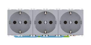 Розетка CADUCEUS ALING EXPERIENCE электрическая, трехместная, модульная, для скрытой проводки, механизм, 16А, 250 В~