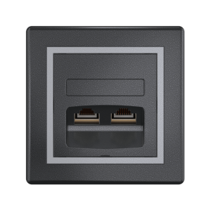 Розетка скрытой установки CADUCEUS ALING PRESTIGE двойная компьютерная с модулями Keystone RJ45 8P8C, cat.6, FTP