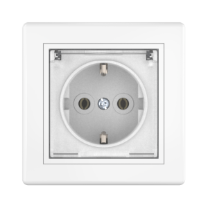 Розетка скрытой установки CADUCEUS ALING PRESTIGE, с заземлением, без шторок, с крышкой, с керамическим основанием, 16А, 250В~
