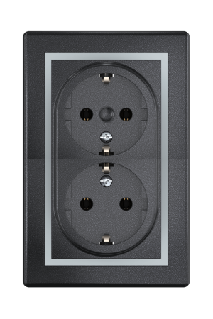 Розетка скрытой установки CADUCEUS ALING PRESTIGE, двойная, с заземлением, без шторок, с пластиковым основанием, 16А, 250В~