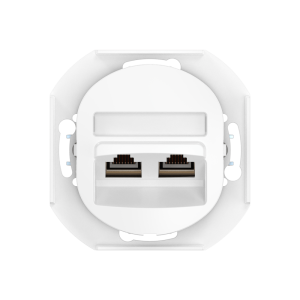 Встраиваемая двойная компьютерная розетка CADUCEUS ALING EON с модулями Keystone RJ45 8P8C cat.6 FTP, механизм