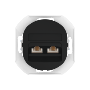 Механизм встраиваемой двойной телефонной розетки CADUCEUS ALING EON с модулями Keystone 2хRJ12 6P4C