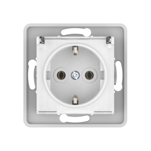 Механизм розетки скрытой установки CADUCEUS ALING PRESTIGE с заземлением, без шторок, с крышкой с пластиковым основанием, 16А, 250В~
