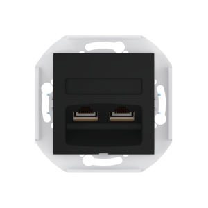 Розетка скрытой установки CADUCEUS ALING PRESTIGE двойная, компьютерная с модулями Keystone RJ45 8P8C, cat.5e, FTP, механизм