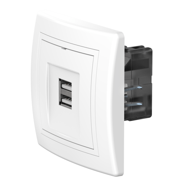 Розетка скрытой установки CADUCEUS ALING PRESTIGE двойная, USB, тип А, для зарядки устройств, 2,1А, 5В=, 250В~