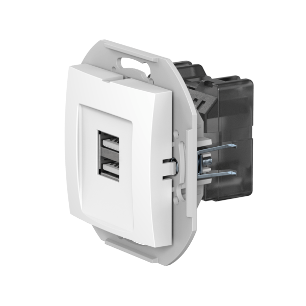 Розетка скрытой установки CADUCEUS ALING PRESTIGE двойная, USB, тип А, для зарядки устройств, 2,1А, 5В=, 250В~, механизм