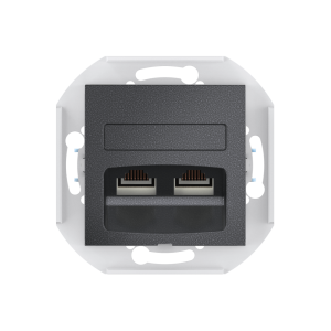 Розетка скрытой установки CADUCEUS ALING PRESTIGE двойная компьютерная с модулями Keystone RJ45 8P8C, cat.6, UTP, механизм