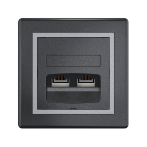 Розетка скрытой установки CADUCEUS ALING PRESTIGE двойная, компьютерная с модулями Keystone RJ45 8P8C, cat.5e, UTP