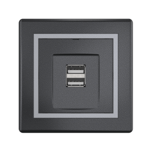 Розетка скрытой установки CADUCEUS ALING PRESTIGE двойная, USB, тип А, для зарядки устройств, 2,1А, 5В=, 250В~