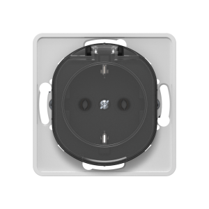 Механизм розетки скрытой установки CADUCEUS ALING EON с заземлением, без шторок, с крышкой, с пластиковым основанием, 16А, 250В~