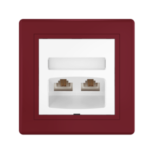 Розетка скрытой установки CADUCEUS ALING PRESTIGE с модулями Keystone 2хRJ12 6P6C cat. 3, двойная, телефонная