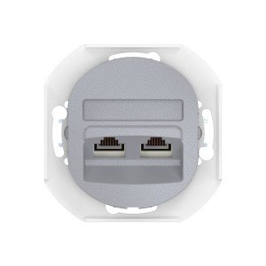 Розетка скрытой установки двойная компьютерная CADUCEUS ALING EON с модулями Keystone RJ45 8P8C, cat.6, UTP, механизм